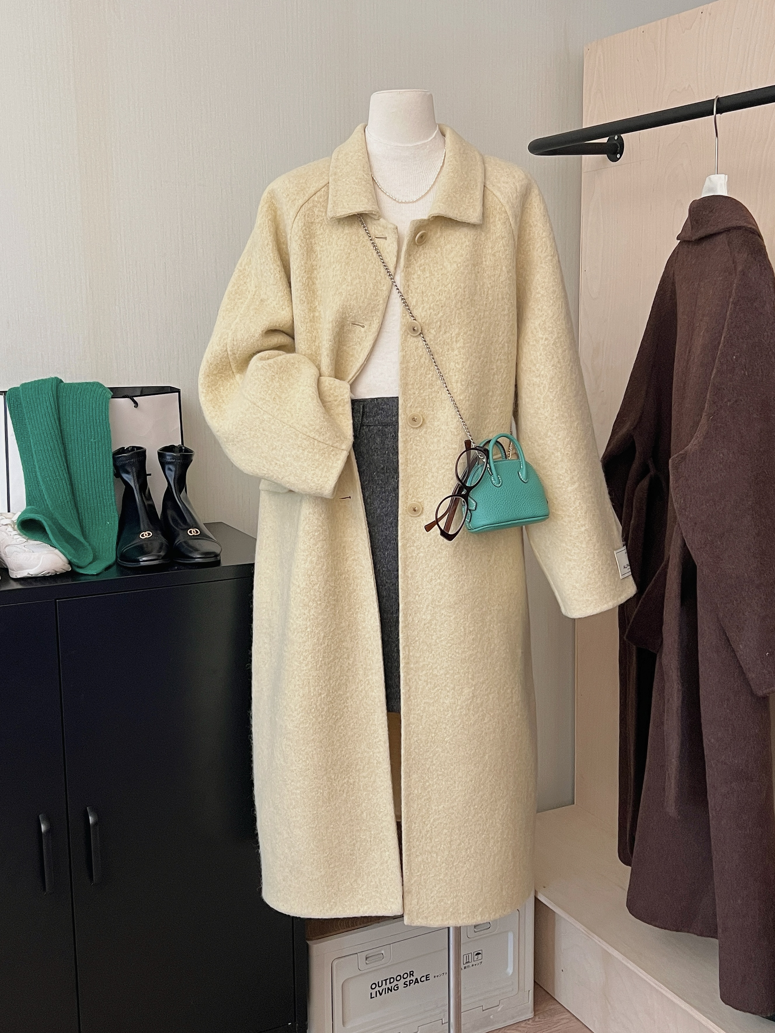 THENCE“千挑万选”韩系简约气质宽松羊毛大衣中长款秋冬显瘦外套