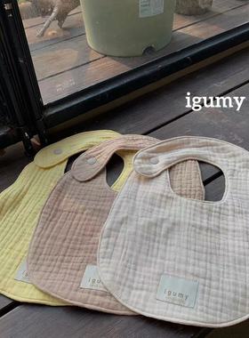 i韩国进口纯棉纱布围嘴婴儿口水巾新生儿防吐奶宝宝围兜奶油假领