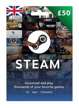 正版英国Steam钱包充值卡50英镑 steam wallet gift card GBP50UK