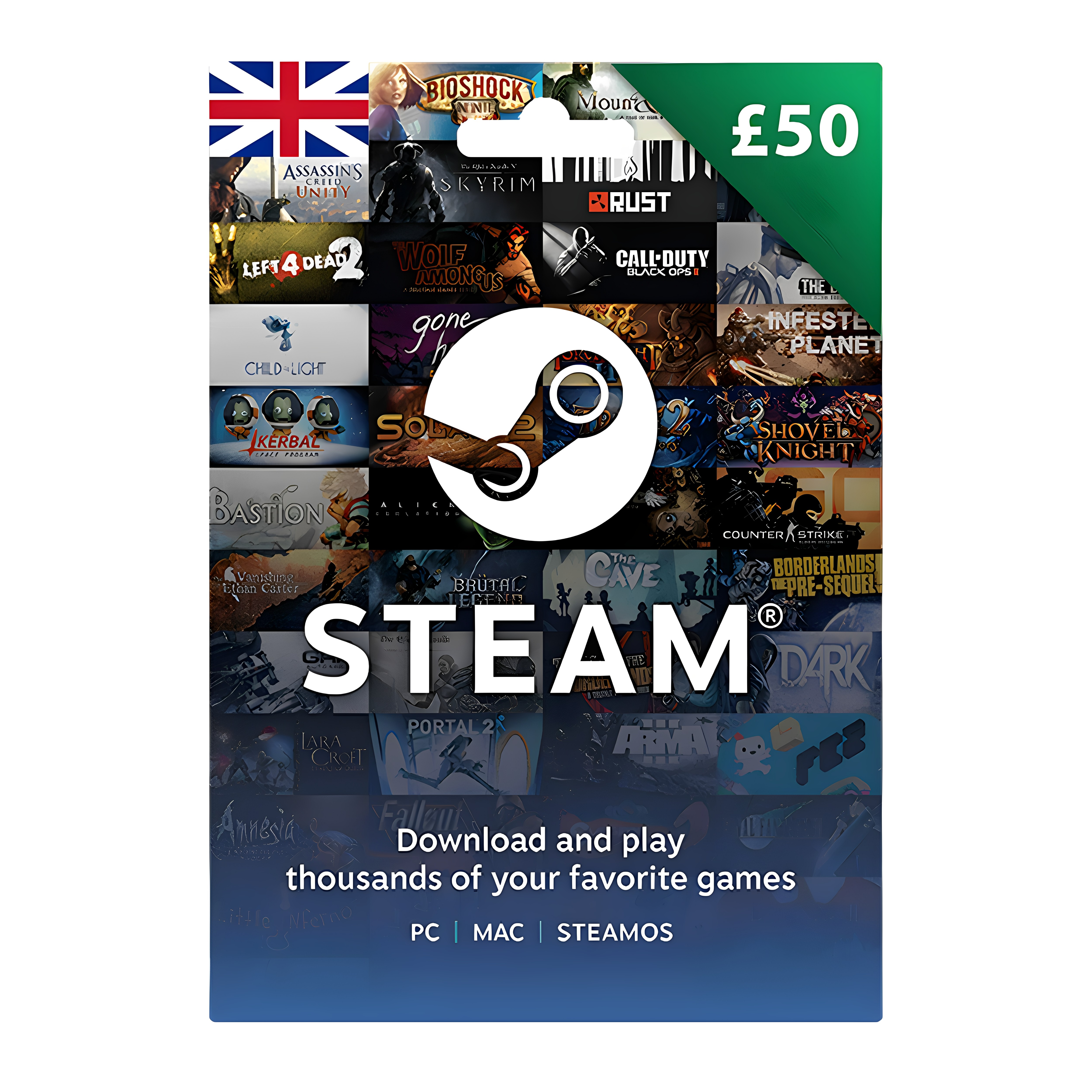 正版英国Steam钱包充值卡50英镑 steam wallet gift card GBP50UK