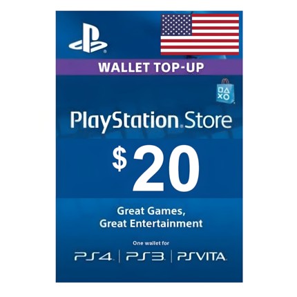 美服PSN20美刀礼品卡 PS5/PS4/PS3 Network Prepaid Gift Card US