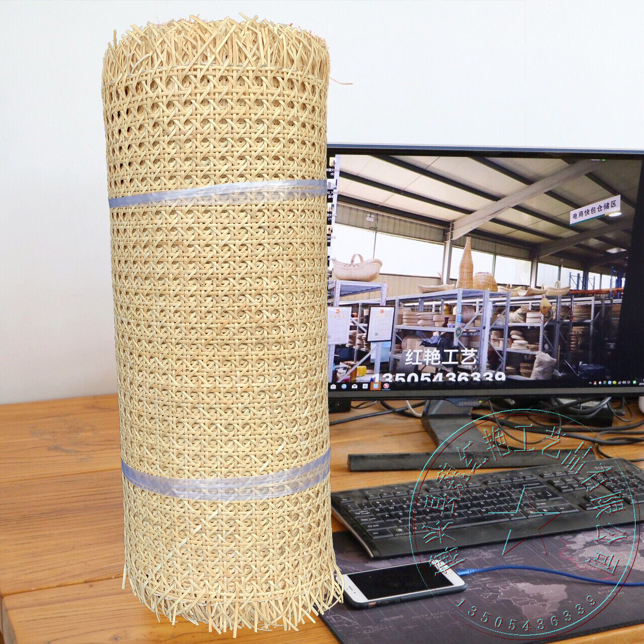 天然藤编材料六角八角藤编眼笪镂空藤席家具吊顶贴面藤编藤笪材料