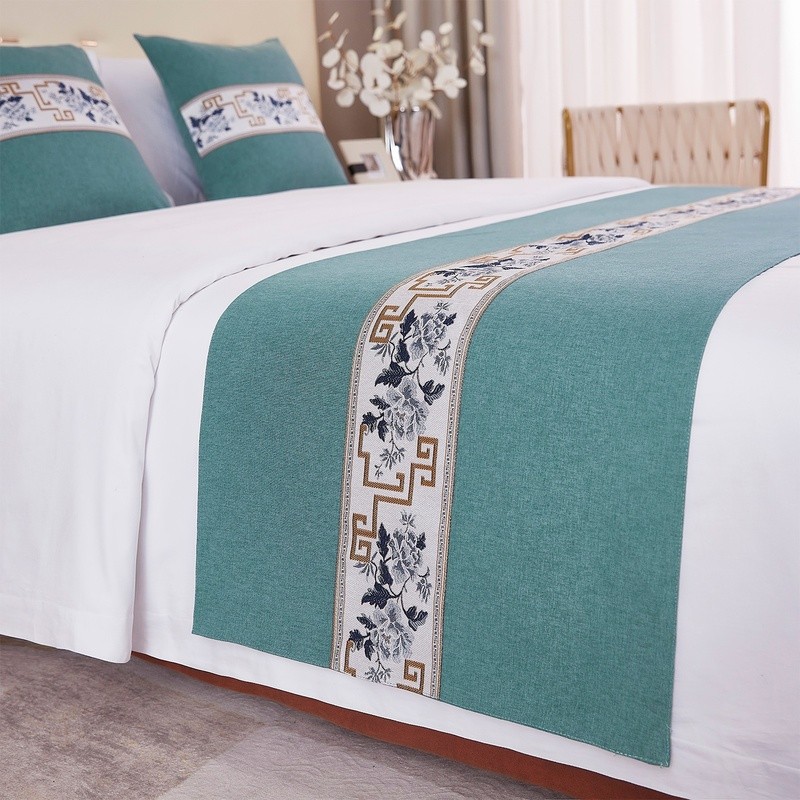 床尾巾纯色北欧轻奢高端简约民宿床上用品酒店床旗宾馆床搭巾定制