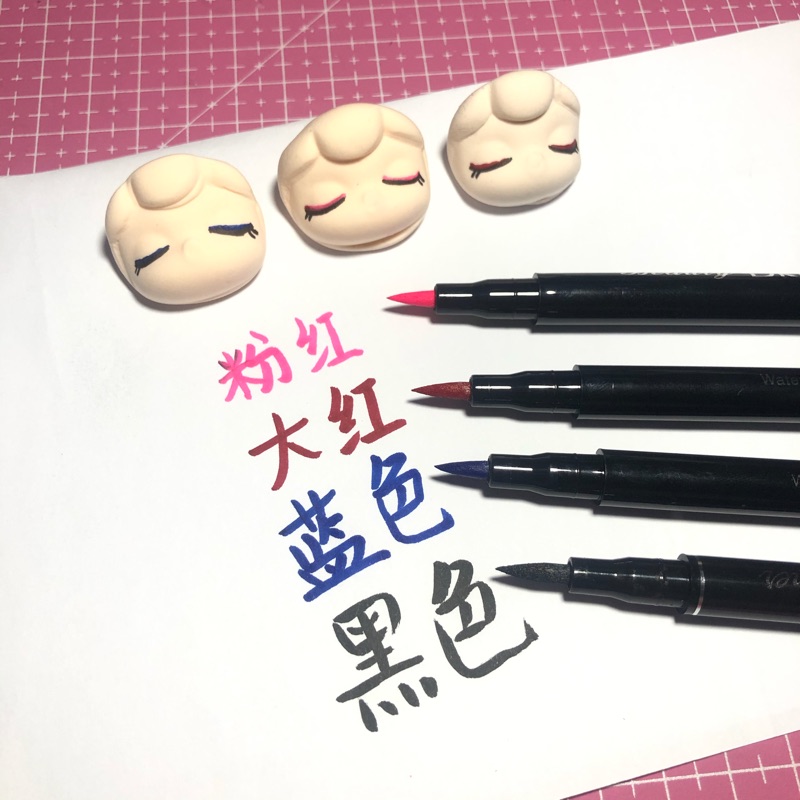 油性囡茜眼线笔黑色软头笔超轻粘土作品手工玩偶干后表面画线笔