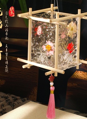 玻璃画灯笼手工材料包琉璃花灯古风手提发光场景活动中秋节
