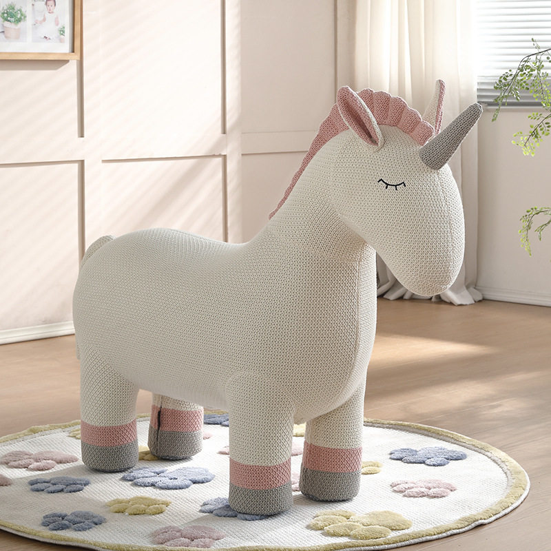 网红针织独角兽动物凳子可爱换鞋凳坐骑造型摆件创意椅子儿童凳,住宅家具,卡通凳/异形凳,淘宝优惠券,粉丝福利购,淘宝优惠卷