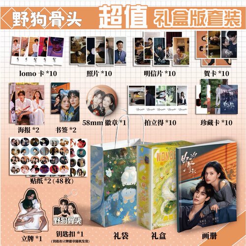 野狗骨头宋威龙张婧仪周边画册集113件钥匙扣书签立牌贺卡LOMO