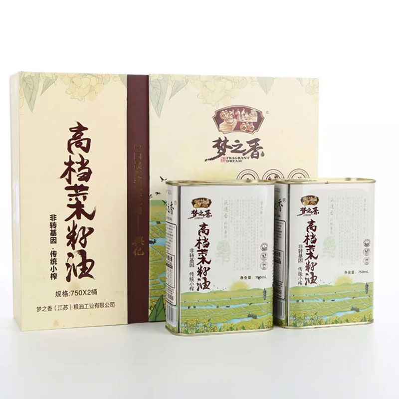 梦之香菜籽油金装浓香菜籽油礼盒装金属灌装800ML*2罐