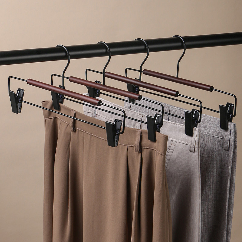 铁艺裤架裙架夹力强成人防滑无痕吊杆衣架挂裤子专用黑色轻奢高档