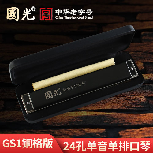 中华老字号国光口琴24孔单音铜格