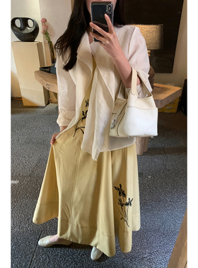 Floating 重工定位花刺绣 高定气质复古吊带连衣裙女法式无袖长裙