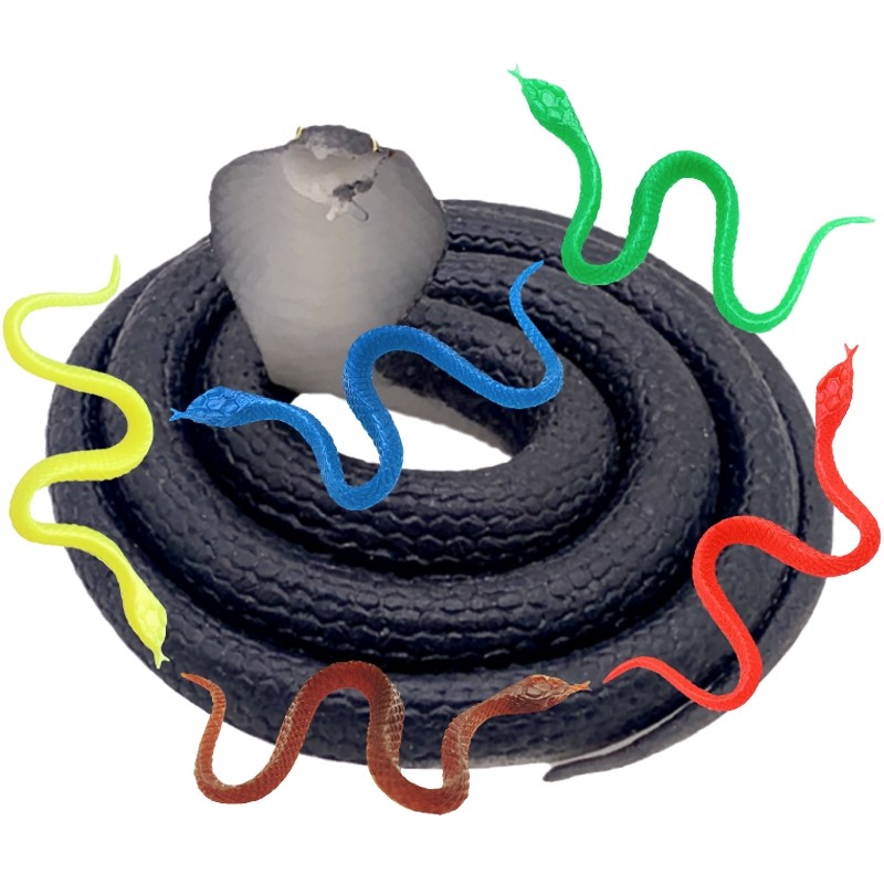 软胶仿真蛇眼镜蛇幼儿园儿童礼物玩具小蛇纯色蛇吓人假蛇动物模型