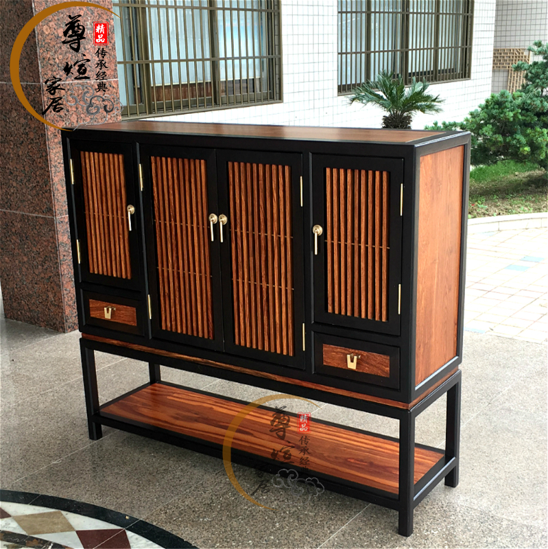 现代新中式刺猬紫檀客厅同款餐边柜东方荟苏梨上品酒水柜红木家具