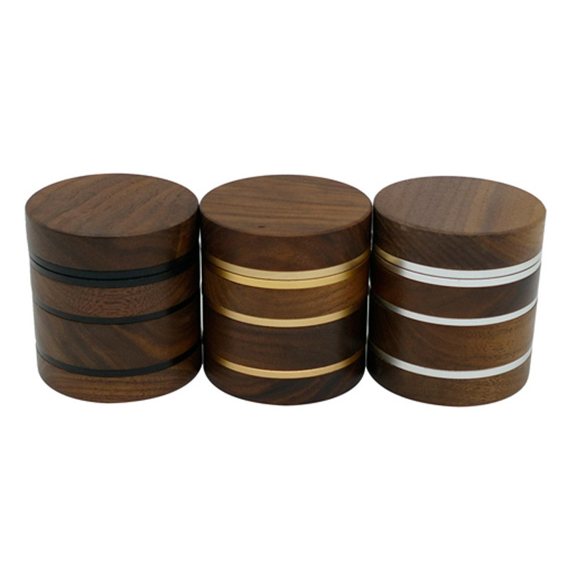 温州厂家 胡桃木头铝合金63mm4层烟草研磨机磨烟器Grinde