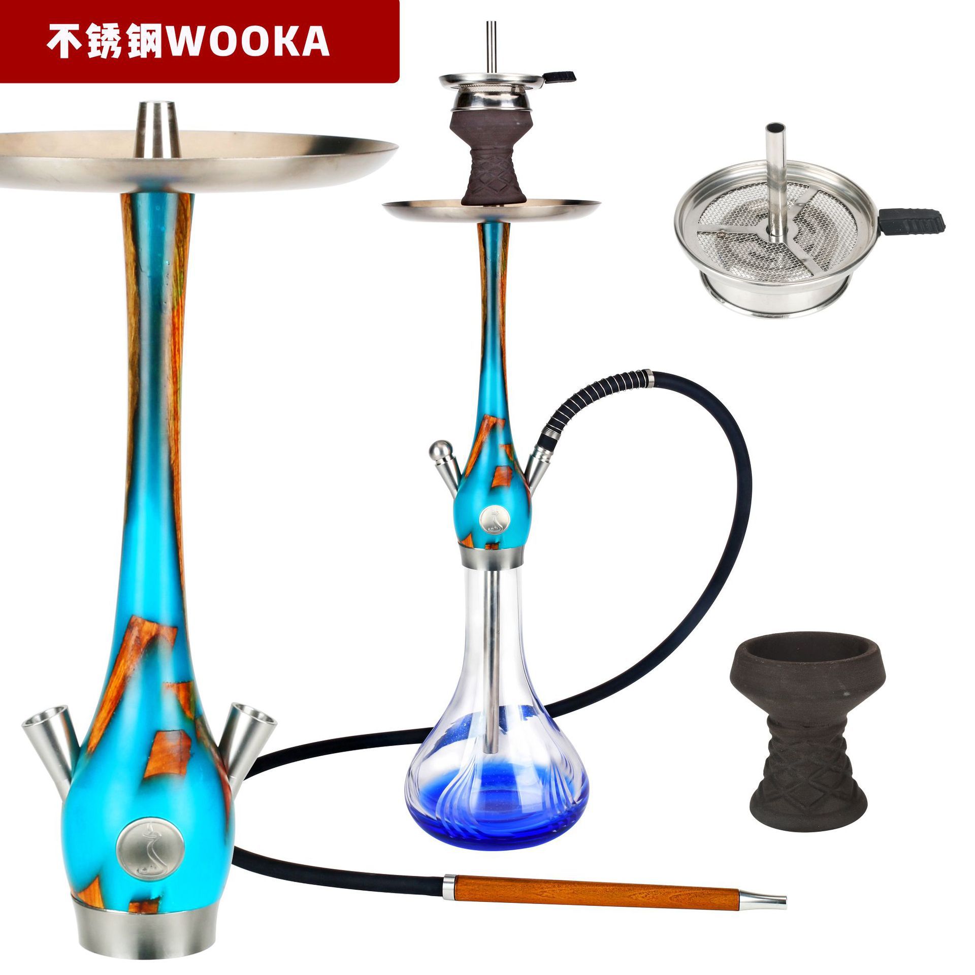 跨境稳定木不锈钢wooka阿拉伯水烟hookahshish水烟壶烟斗
