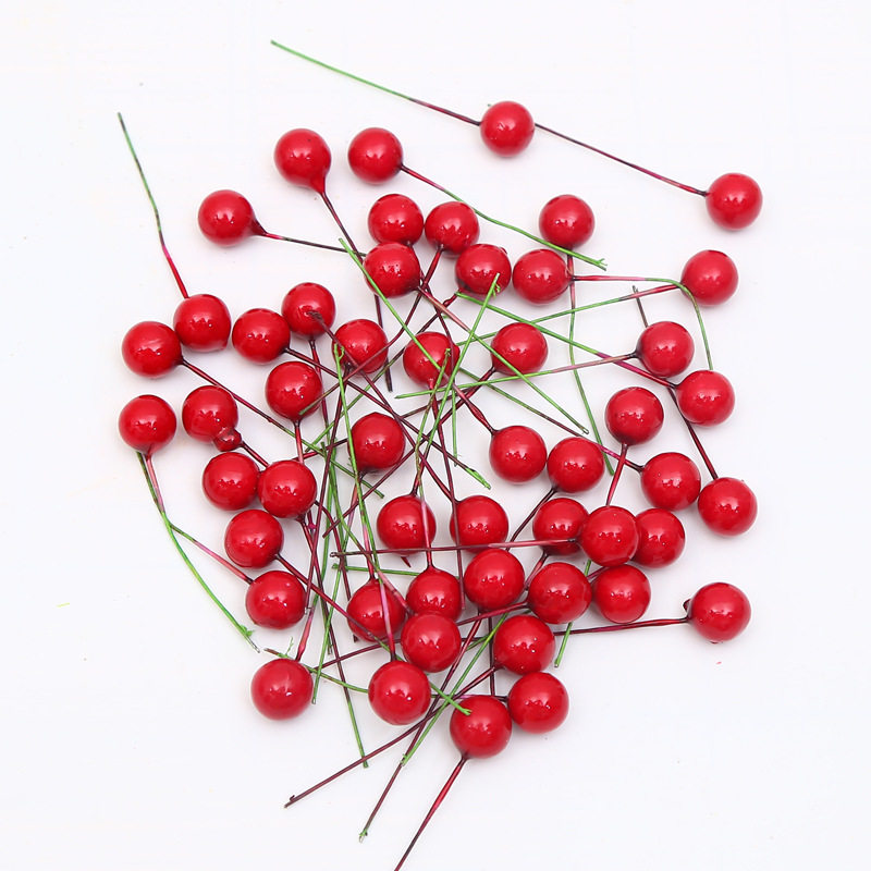 圣诞装饰品 插枝仿真红色果子浆果2cm 圣诞树装饰10个价
