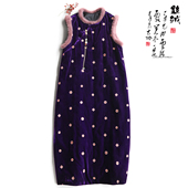 加棉马甲连衣裙冬季 云澍原创真丝绒改良新中式 国风水貂毛圆领无袖