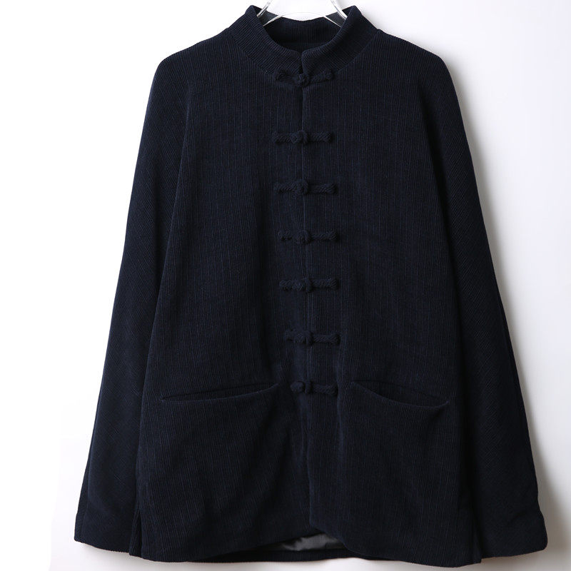 NEW PADDED TANG MENS JACKET CHENILLE STRIPED VELVET CHINESE STYLE RETRO LOOSE STAND COLLAR DISC BUCKLE CORDUROY SUIT
