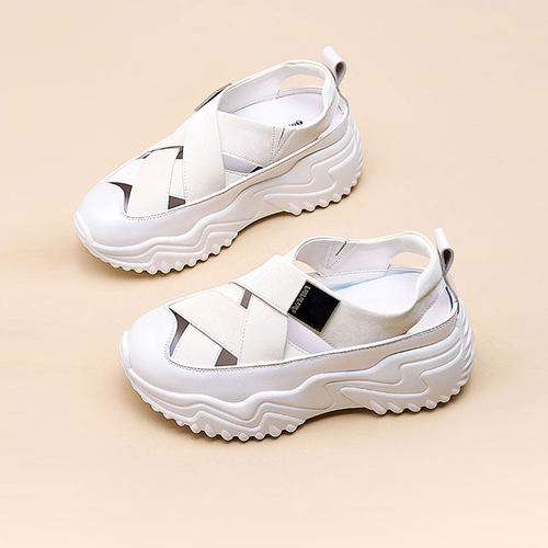 真皮包头凉鞋夏季小白鞋厚底包头