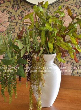 小众咖绿色仿真软胶银合欢豆角 扁豆绿植花艺插花配花 中古风家居