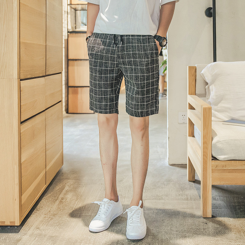 A003-K171-P20 新款男装格子休闲短裤   涤99%图片