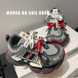 男童老爹鞋网面透气2026春季新款儿童清白你休闲鞋女童百搭运动鞋