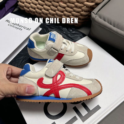 真皮儿童板鞋2025春季新款男童休闲鞋透气德训鞋女童软底阿甘鞋