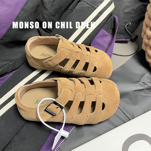 儿童镂空2025春夏新款男童复古宝宝鞋透气女童罗马鞋软底防滑百搭