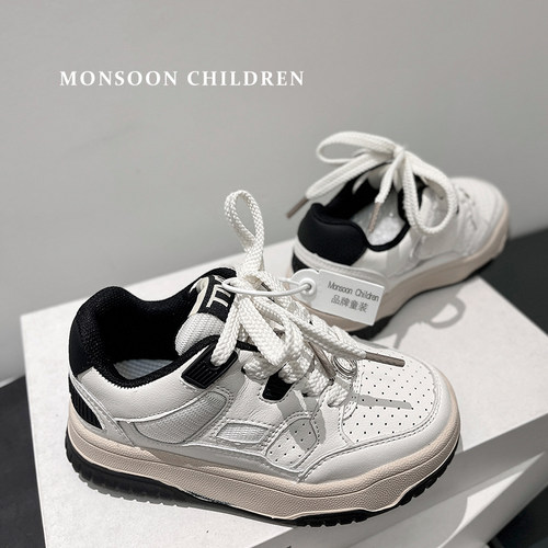 男童真皮小白鞋女童2025春秋季新款板鞋儿童运动鞋防滑软底休闲鞋