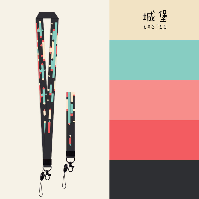 木兮原创城堡钥匙U盘胸牌短款长款挂脖短绳子女手腕高档手机挂绳