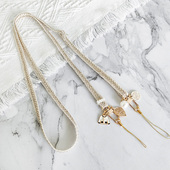 木兮原创斜跨长款 吊绳小香风韩范珍珠网红防丢女肩背可调节挂绳