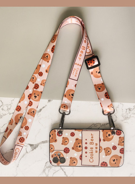 适用苹果17/16proiphone13苹果14promax手机壳华为p50/mate50pro/p40时尚小熊12硅胶防摔耐脏小众肩背斜跨绳