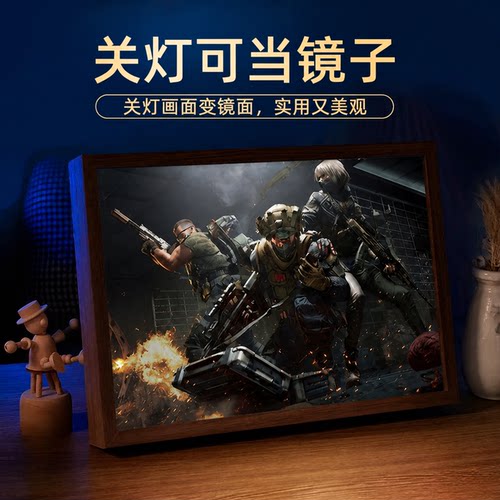 蚀金玫瑰红狼周边三角洲行动灯光画电竞房网吧游戏生日礼物摆件