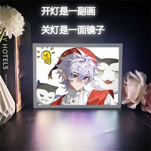 洛克王国镜子灯光画恩佐路易斯伊利斯周边生日礼物桌面摆件小夜灯
