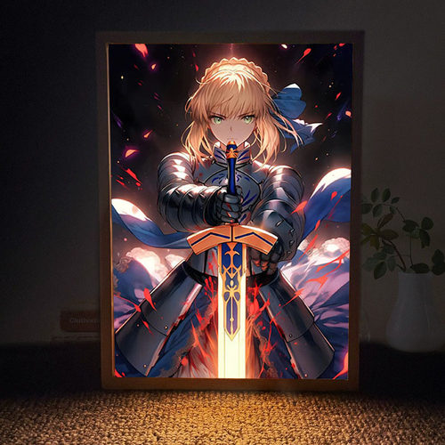 fate命运之夜吾王灯光画镜子阿尔托莉雅Saber小夜灯礼物情侣摆件