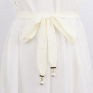 毛衣裙腰带女仿貂毛兔绒百搭连衣裙纯色裙带子皮草针织衫束腰腰绳