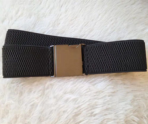 欧美简约百搭松紧弹力4厘米宽枪黑色锁扣连衣裙装饰女款儿童腰带