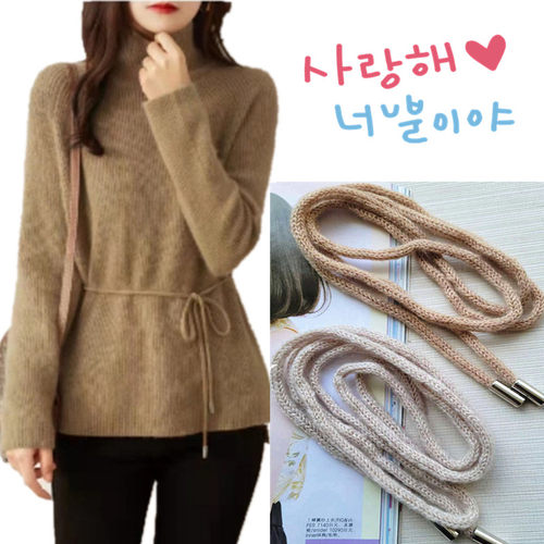 秋冬毛线圆绳打结女士腰绳