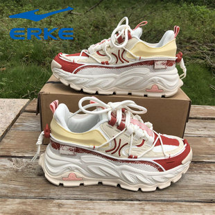 鸿星尔克女鞋2023冬季休闲厚底防滑时尚老爹鞋运动鞋12122420499