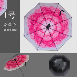 防晒小黑伞男女黑胶晴雨两用太阳伞遮阳创意雏菊防紫外线三折叠伞