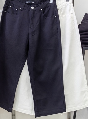 素S高腰女牛仔显瘦8分裤宽松直筒牛仔裤夏季薄款小个子烟管阔腿裤