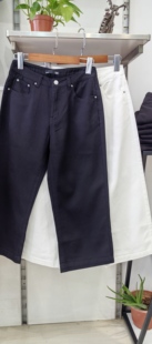 素S高腰女牛仔显瘦8分裤宽松直筒牛仔裤夏季薄款小个子烟管阔腿裤