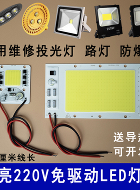 220V免驱动LED灯板路灯防爆投光灯灯芯50W100W200瓦灯珠光源灯片