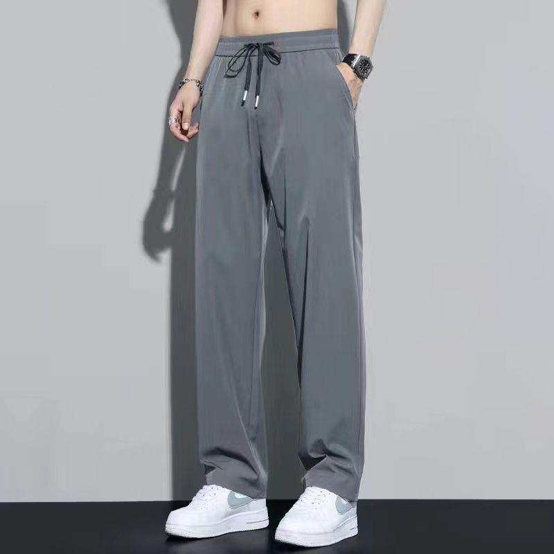 加肥加大版裤子男夏装薄款宽松直筒垂坠感西裤松紧腰速干运动校服