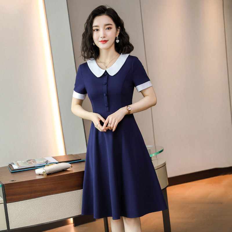 印花色加大款连衣裙装职业宽松夏天教师老师幼师加大版工作服碎花