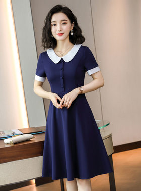印花色加大款连衣裙装职业宽松夏天教师老师幼师加大版工作服碎花