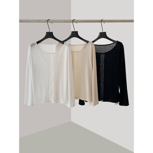 THEIRS“蕾丝轻语”正反两穿纯欲风蕾丝拼接罩衫斜肩镂空长袖上衣