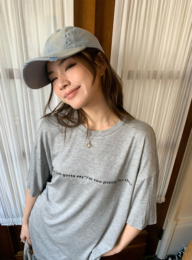 THEIRS 上衣女2026春夏新款宽松慵懒风oversize圆领印花短袖上衣