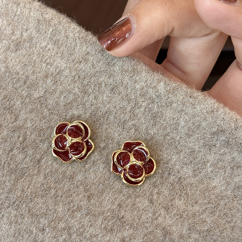 方糖家 过年红色滴油花朵耳钉秋冬高级感新年耳环2024新款耳饰女,饰品/流行首饰/时尚饰品新,耳环,淘宝优惠券,粉丝福利购,淘宝优惠卷