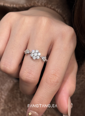 方糖家爆闪纯银雪花锆石戒指